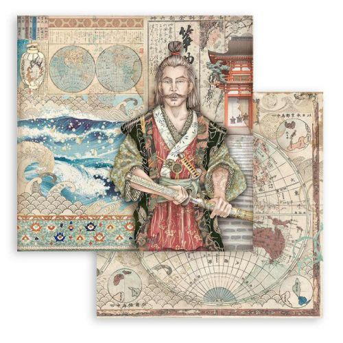 STAMPERIA, Sir Vagabond in Japan Samurai Paper Sheets - Дизайнерски скрапбукинг картон 30,5 х 30,5 см.