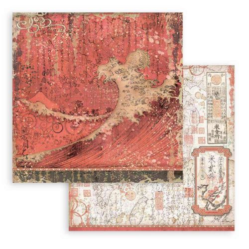 STAMPERIA, Sir Vagabond in Japan Red Texture Paper Sheets - Дизайнерски скрапбукинг картон 30,5 х 30,5 см.
