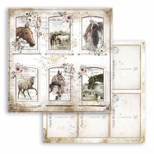 STAMPERIA, Romantic Horses Cards Paper Sheets - Дизайнерски скрапбукинг картон 30,5 х 30,5 см.