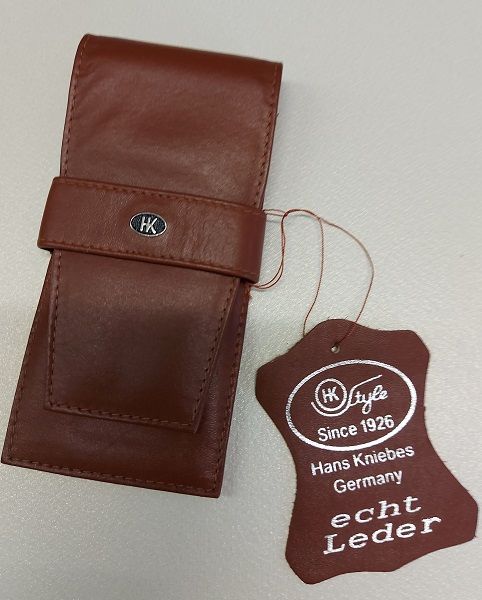 HK pen wallet 3 Germany - Кожен несесер за 3 пишещи средства COGNAC