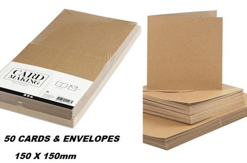 CREATIVE cards & envelopes 150 x 150mm - 50 двойни картички + 50 плика КРАФТ
