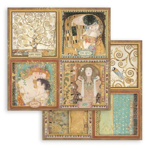 STAMPERIA, Klimt 4 Cards Paper Sheets - Дизайнерски скрапбукинг картон 30,5 х 30,5 см.