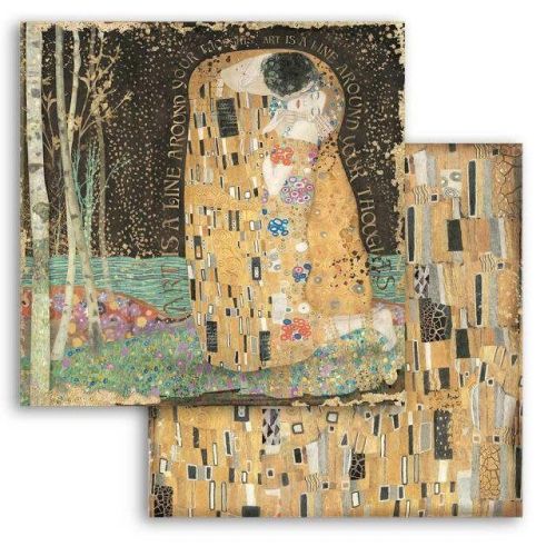 STAMPERIA, Klimt The Kiss Paper Sheets - Дизайнерски скрапбукинг картон 30,5 х 30,5 см.