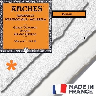 ARCHES PROFESSIONAL ROUGH 300g 76 x 56 - Професионален ПАМУЧЕН акварелен ръчен картон ROUGH