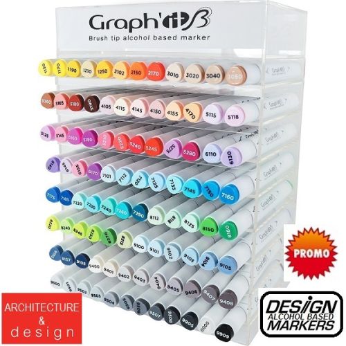 # GRAPH IT BRUSH MARKER display 96 - Двувърхи дизайн маркери ЧЕТКА + подарък дисплей за 96 бр.