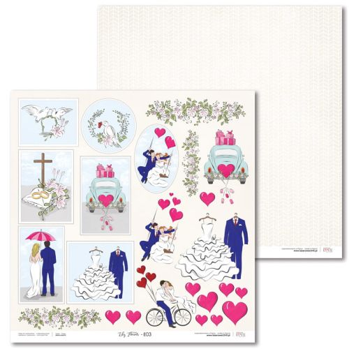 Laserowe LOVE, Paper - Lily Flower - Extra - E03 - Дизайнерски двустранен картон 30,5 х 30,5 см. 