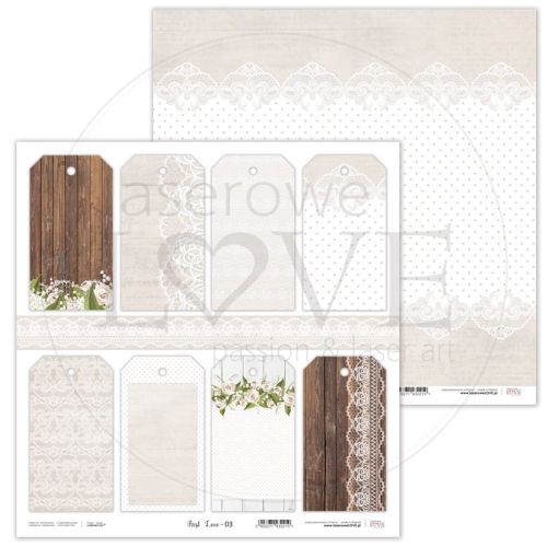 Laserowe LOVE, Paper - First LOVE - 03 - Дизайнерски двустранен картон 30,5 х 30,5 см. 