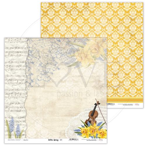 Laserowe LOVE, Paper - Yellow Spring - 01 - Дизайнерски двустранен картон 30,5 х 30,5 см. 