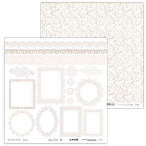 Laserowe LOVE, Paper - Holy & White - 06 - Дизайнерски двустранен картон 30,5 х 30,5 см. 
