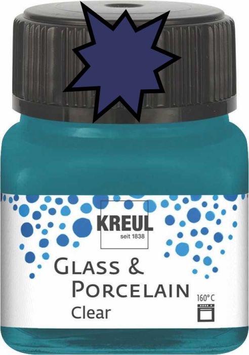 KREUL Glass & Porcelain Clear - Прозрачна боя за порцелан и стъкло, 20 мл. -  DARK BLUE