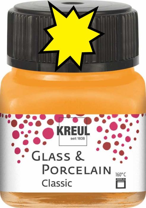 KREUL Glass & Porcelain Clasic - Глазурна боя за порцелан и стъкло, 20 мл. - CANARY YELLOW