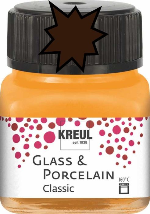 KREUL Glass & Porcelain Clasic - Глазурна боя за порцелан и стъкло, 20 мл. - DARK BROWN