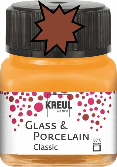 KREUL Glass & Porcelain Clasic - Глазурна боя за порцелан и стъкло, 20 мл. - COGNAC