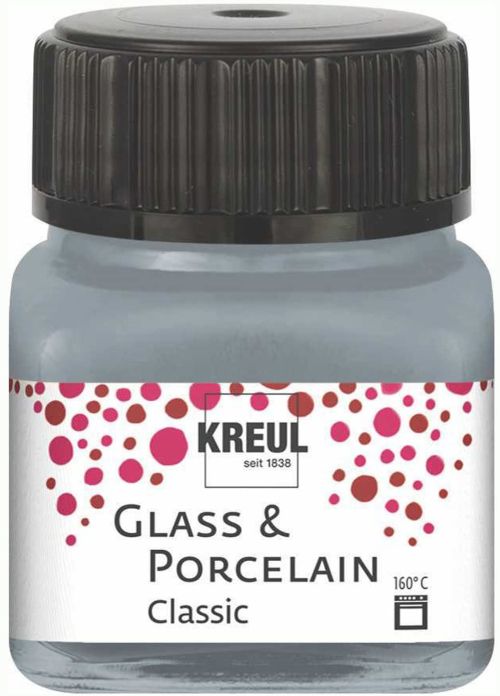KREUL Glass & Porcelain Clasic - Глазурна боя за порцелан и стъкло, 20 мл. - METALLIC - SILVER