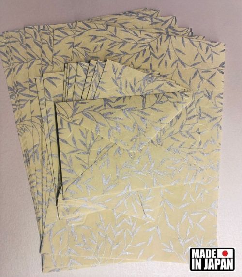 JAPAN - ZIJDE SET - Комплект  ръчна японска копринена хартия с плик - пакет по 10 бр  - СРЕБРО ПЕЧАТ