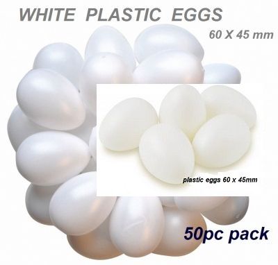 EGG PLASTIC  60x45mm white - Кухи пластмасови яйца 50 бр 
