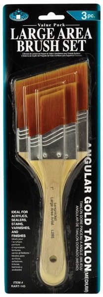ROYAL BRUSH GOLD TAKLON ANGULAR - Комплект 3бр плоски ЪГЛОВИ синтетични универсални четки - 2.5, 5 и 7.6 см.