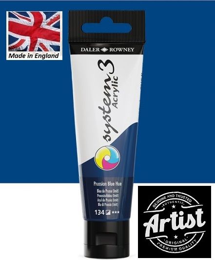 DALER-ROWNEY SYSTEM 3 ACRYLIC 59ml - Екстра фини АКРИЛНИ БОИ #  Prussian BLUE hue 134