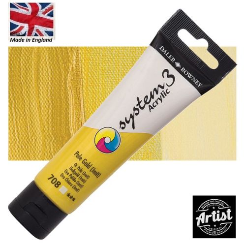 DALER-ROWNEY SYSTEM 3 ACRYLIC 59ml - Екстра фини АКРИЛНИ БОИ #  PALE GOLD 708
