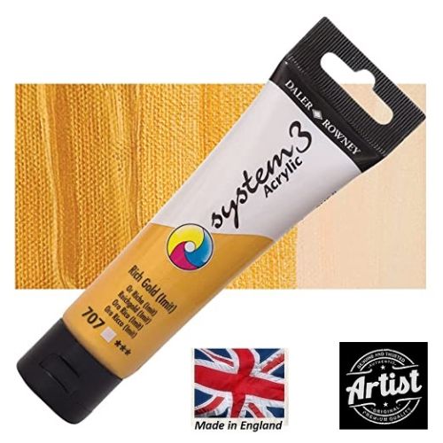 DALER-ROWNEY SYSTEM 3 ACRYLIC 59ml - Екстра фини АКРИЛНИ БОИ #  RICH GOLD 707