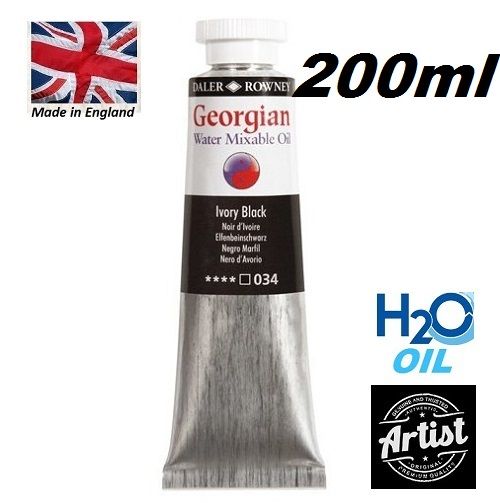 DALER ROWNEY GEORGIAN H2Oil 200мл  - Фини водоразредими маслени бои IVORY BLACK 034