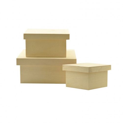 Creative • Wooden box plywood set 3pcs - Дървени кутии 3бр - мах 23х23х10 см.