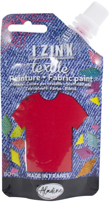 IZINK FABRIC PAINT TEXTILE, Made in France - Пигментна боя за рисуване върху текстил, 80 мл. - Red velvet