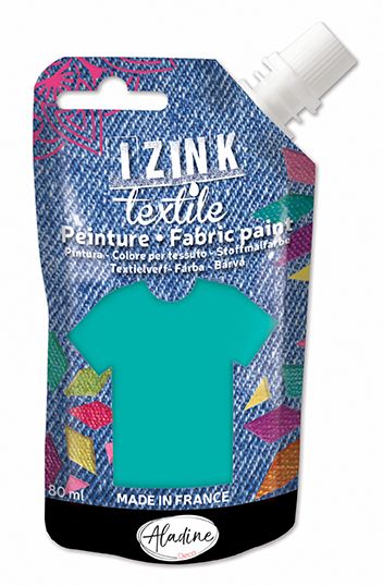 IZINK FABRIC PAINT TEXTILE, Made in France - Пигментна боя за рисуване върху текстил, 80 мл. - Sea green tulle