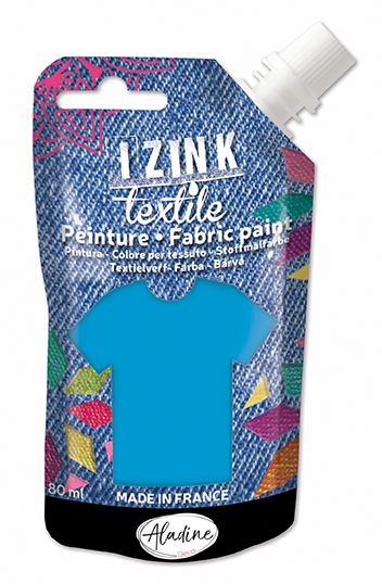 IZINK FABRIC PAINT TEXTILE, Made in France - Пигментна боя за рисуване върху текстил, 80 мл. - Pearly blue quilt