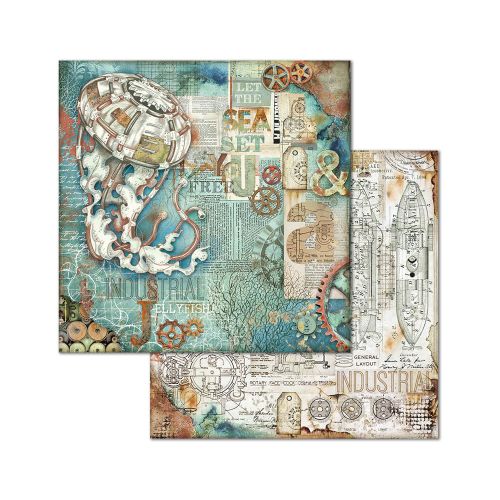 Stamperia, Sea world medusa12x12 Inch Paper Sheets - Дизайнерски скрапбукинг картон 30,5 х 30,5 см.
