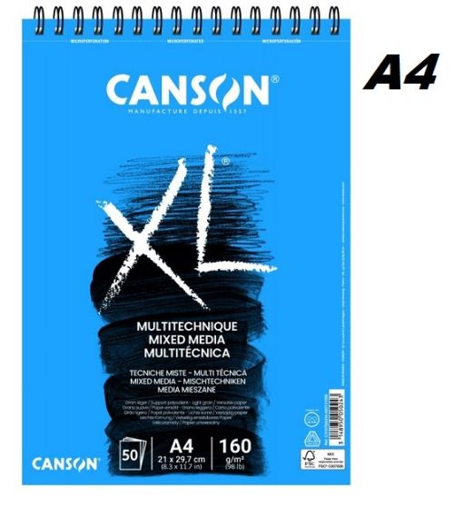 CANSON MIXED MEDIA 160g A4 - Блок  50л A4 21x29.7 СМЕСЕНА ТЕХНИКА