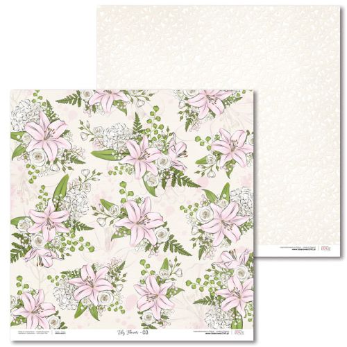 Laserowe LOVE, Paper - Lily Flower  03 - Дизайнерски двустранен картон 30,5 х 30,5 см. 