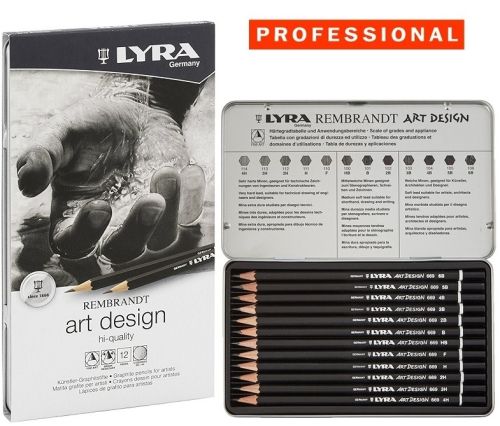 # LYRA REMBRANDT ART DESIGN  SET - 12бр моливи за графика и дизайн / метална кутия
