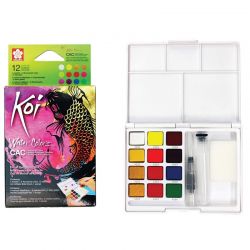 # KOI SAKURA 12 Watercolours, metallic + reflex - Екстра фини японски акварели к-кт 12 цвята + Aquabrush