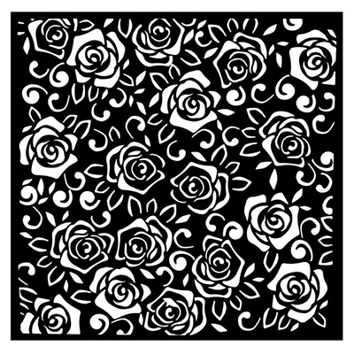 Thick Stencil 18x18cm Roses Pattern - Плътен шаблон за многократна употреба 18 x 18 cm./ 0.5 mm. дебелина