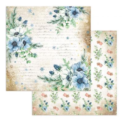 STAMPERIA, Winter Flowers Paper Sheets - Дизайнерски скрапбукинг картон 30,5 х 30,5 см.