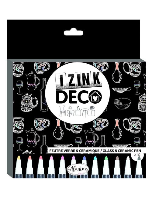Izink Textile Felt-Tip Markers for Fabric  - Комплект Маркери 12 цв. за светла основа 
