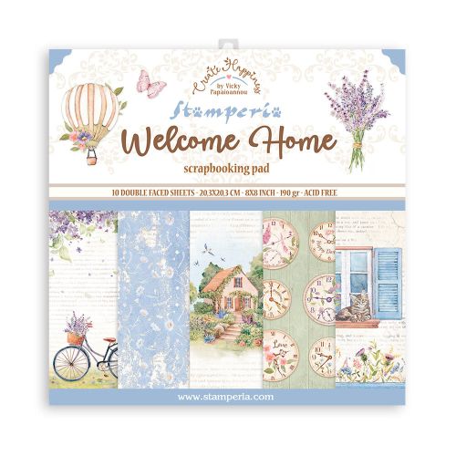 STAMPERIA, Create Happiness Welcome Home, Paper Pack - Дизайнерски блок, 10л. 20.3 X 20.3 см.
