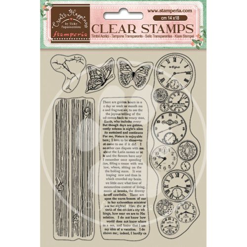 Stamperia, Create Happiness Welcome Home Clear Stamp Clocks  - Дизайнерски прозрачни печати 14 х 18 см.