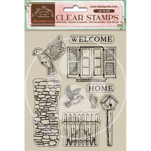 Stamperia, Create Happiness Welcome Home Clear Stamp Birds - Дизайнерски прозрачни печати 14 х 18 см.