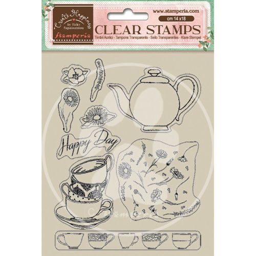 Stamperia, Create Happiness Welcome Home Clear Stamp Cups - Дизайнерски прозрачни печати 14 х 18 см.