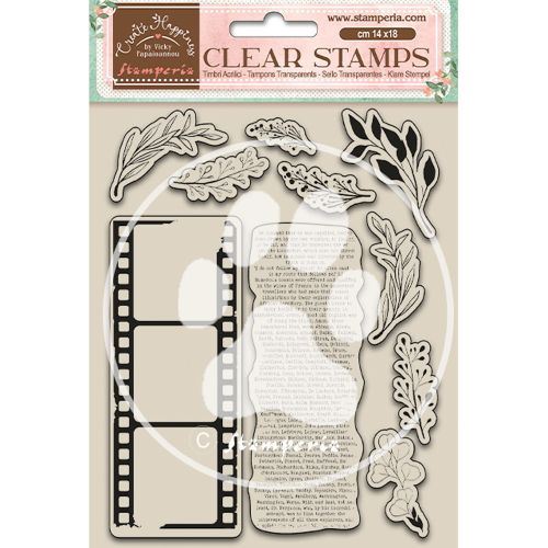 Stamperia, Create Happiness Clear Stamps Leaves and Movie Film - Дизайнерски прозрачни печати 14 х 18 см.