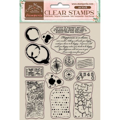 Stamperia, Create Happiness Elements Clear Stamps - Дизайнерски прозрачни печати 14 х 18 см.