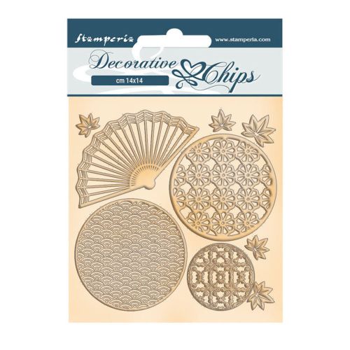 Decorative Chips Sir Vagabond in Japan Fan and Circles - Чипборд 3D елементи 14 х 14 см.
