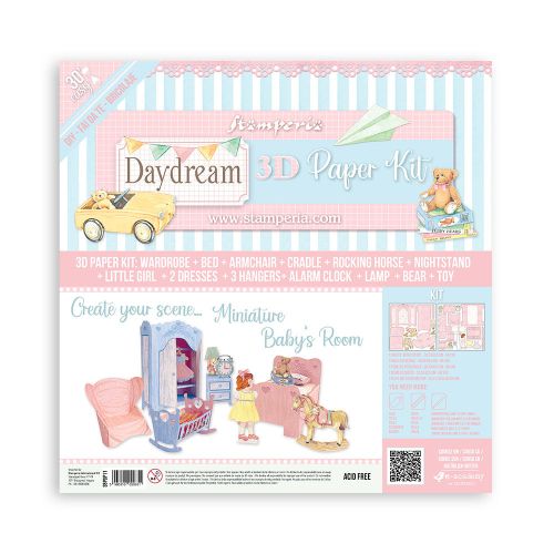 3D Paper Kit 12x12 Inch Daydream Baby's Room - 3D комплект хартиени елементи - 30 х 30 см.