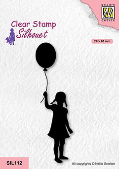 Nellie Snellen • Silhouet Clear Stamps Girl With Balloon - Дизайн силиконов печат