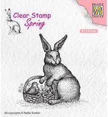 Nellie Snellen • Spring Clear Stamps Easter Hare With Basket - Дизайн силиконов печат