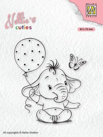 Nellie Snellen • Nellie's Cuties Clear Stamp Baby Elephant With Balloon - Дизайн силиконов печат