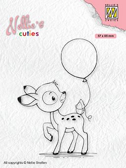 Nellie Snellen • Nellie's Cuties Clear Stamp Young Deer With Balloon - Дизайн силиконов печат