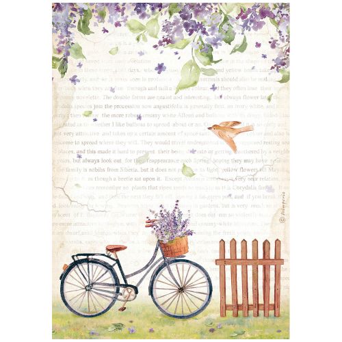STAMPERIA, A4 Rice Paper Create Happiness Welcome Home, Bicycle - Оризова декупажна хартия 
